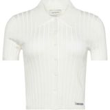 Calvin Klein Jeans Polo Yaka Standart Düz Beyaz Kazak Kadın LV047AB304YAA - M