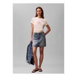 Calvin Klein Jeans Pudra Pembe Kadın Standart Logo Baskılı T-Shirt HERO SS CLASSIC MONOLOGO CNECK T