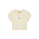Calvin Klein Jeans Sarı Kadın Baskılı T-Shirt STRIPED MONOLOGO BABY RIB TEE