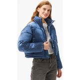 Calvin Klein Jeans Shiny Cropped Puffer Kadın Mavi Mont - CDO-Mavi