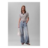 Calvin Klein Jeans Siyah - Beyaz Standart Çizgili Polo T-Shirt, XS, LV047F835G, Black Stripe, Kadın