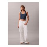 Calvin Klein Jeans Yüksek Bel Geniş Paça Baggy Beyaz Kadın Denim Pantolon LV047D710GYY3