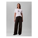 Calvin Klein Jeans Yuvarlak Yaka Baskılı Beyaz Kadın T-Shirt SS SEQUIN CK GRAPHIC TEE