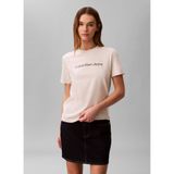 Calvin Klein Jeans Yuvarlak Yaka Baskılı T-Shirt, L, LV047C912GP4P, Gri, Kadın
