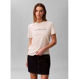 Calvin Klein Jeans Yuvarlak Yaka Baskılı T-Shirt, S, LV047C912GP4P, Gri, Kadın