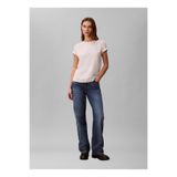 Calvin Klein Jeans Yuvarlak Yaka Düz Gri Kadın T-Shirt SS MONOGRAM CREW TEE