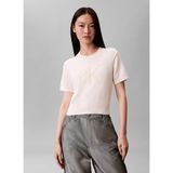 Calvin Klein Jeans Yuvarlak Yaka Standart Desenli Beyaz Kadın Kazak Chunky Cotton Graphıc Vest