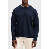 Calvin Klein Kabartmalı Logolu Regular Fit Sıfır Yaka Kazak LV04RD300GCEF Erkek Kazak LV04RD300G Cef - Lacivert - 2XL