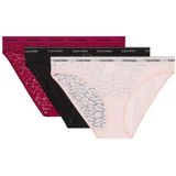 Calvin Klein Kadın 3'lü Paket Bikini Biçimi Düşük Bel İç Giyim, Çok Renkli (Pazı Kırmızısı/Siyah/Yumurta Kabuğu Pembesi), S