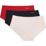 Calvin Klein Kadın 3'lü paket Hipsters iç çamaşırı, Kırmızı (Red Stamp/Nymph Thigh)/Siyah), M