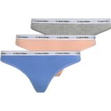 Calvin Klein Kadın 3'lü paket string tanga iç çamaşırı, kırmızı (Glacier/Melon Frenzy/Gry Hthr), M