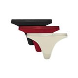 Calvin Klein Kadın 3'lü Tanga Külotu, Slip, Siyah-Kırmızı, L Beden
