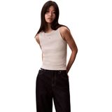 Calvin Klein Kadın Askılı Tişört Dokuma Etiket Cotton Rib Logo ile, Gri (Ba01 Grey Heather), M