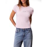 Calvin Klein Kadın Baby Placed Institutional Grafik Detaylı T-shirt