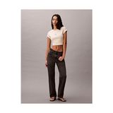 Calvin Klein Kadın Baby Rib Örgü Monologo Grafik Detaylı T-Shirt - Sarı