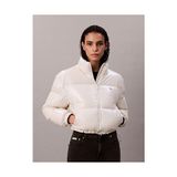 Calvin Klein Kadın Beyaz Puffer Mont Uzun Kol Düz Yaka Regular Fit Klasik Stil