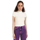 Calvin Klein Kadın Bisiklet Yaka T-Shirt, Ivory, XS