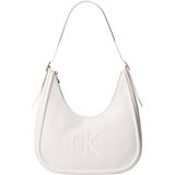 Calvin Klein Kadın Bold Ck Crescent Omuz Çantası,Beyaz Standart