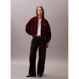 Calvin Klein Kadın Bordo Bomber Ceket, Bol Kesim Scuba Kumaş, Fermuarlı, L Beden