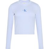 Calvin Klein Kadın Buz Mavisi Calvin Klein Ls Monologo Baby Tee Kadın Mavi Uzun Kollu T-Shirt - 2XS
