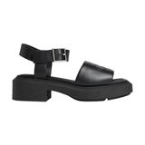 Calvin Klein Kadın Chunky Deri Topuklu Sandalet - Siyah