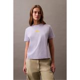 Calvin Klein Kadın Ck Flocked Logo T-Shirt - Açık Mor