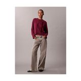 Calvin Klein Kadın Ck Smooth Monogram Detaylı Pamuklu Kazak - Bordo