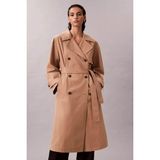 Calvin Klein Kadın Classic Long Cotton Trençkot - Camel - Tannin