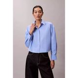 Calvin Klein Kadın Crisp Poplin Oversized Cropped Gömlek - Mavi