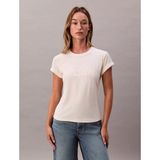 Calvin Klein Kadın Dar Kalıp Logo Detaylı Pamuklu Kısa Kollu Beyaz T-Shirt LV047E222G-YAC