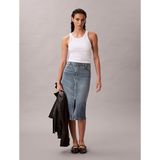 Calvin Klein Kadın Denim Zip Front Etek - Vintage Mavi - 26