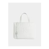 Calvin Klein Kadın Deri CK Kabartma Monogram Yazı Detay Geniş Kısa Kulp Gri1 Omuz Çantası LV04K3111G-GN9