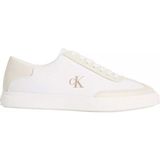 Calvin Klein Kadın Deri ve Kumaş Karışımlı Ck Logo Detaylı Düşük Bilekli Beyaz Sneaker HW0HW03145-0HT