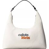 Calvin Klein Kadın Dokuma Kumaş Logo Nakışlı Fermuarlı Beyaz Omuz Çantası LV04F3742G-XSI