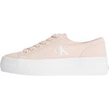 Calvin Klein Kadın Düşük Üst Vulkanize Flatform Spor Ayakkabı, Pembe Gümüş Şakayık Parlak Beyaz, 6.5 UK