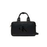Calvin Klein Kadın Fermuar Kapama Deri CK Desen İç Bölme Siyah Omuz Çantası LV04F3411G-UB1
