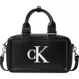 Calvin Klein Kadın Fermuar Kapama Deri Ck Desen Iç Bölme Siyah1 Omuz Çantası LV04F3411G-3L2