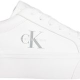 Calvin Klein Kadın Gümüş Logo Etiket Vulkanize Spor Ayakkabı, Beyaz (Parlak Beyaz/Gümüş), 4
