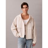 Calvin Klein Kadın Hooded Tech Kısa Yağmurluk Ceket,Kırık Beyaz M