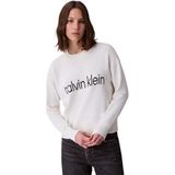 Calvin Klein Kadın Jakarlı Logolu Triko Kazak - Krem, Tofu, L