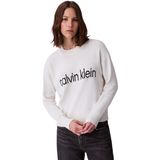 Calvin Klein Kadın Jakarlı Logolu Triko Kazak - Krem, Tofu, S