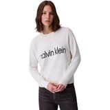 Calvin Klein Kadın Jakarlı Logolu Triko Kazak - Krem, Tofu, Xs
