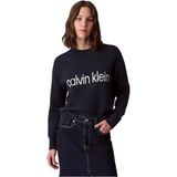 Calvin Klein Kadın Jakarlı Logolu Triko Kazak - Lacivert, Dark Sapphire, M