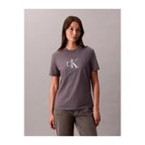 Calvin Klein Kadın Kısa Kol CK Yazı Detay Bisiklet Yaka Gri T-Shirt