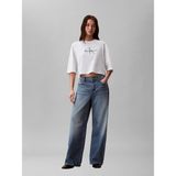 Calvin Klein Kadın / Kız Beyaz Calvin Klein Ss Boxy Crop Monolog, Yaf Beyaz Kadın T-Shirt - 2XS