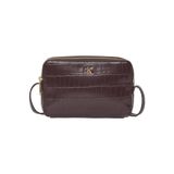 Calvin Klein Kadın Kroko Desenli Metal Amblemli Kamera Çanta - Bordo