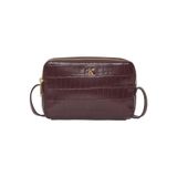 Calvin Klein Kadın Kroko Desenli Metal Amblemli Kamera Çanta - Bordo,Fudge Standart