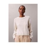 Calvin Klein Kadın Long Sleeve Smooth Kazak - Beyaz