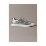 Calvin Klein Kadın Low Pro Cupsole Oxford Deri Sneaker - Gümüş