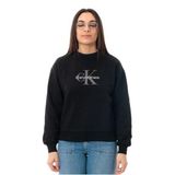 Calvin Klein Kadın LS MONOLOGO FRENCH TERRY RLXD CR Sweatshirt Black L